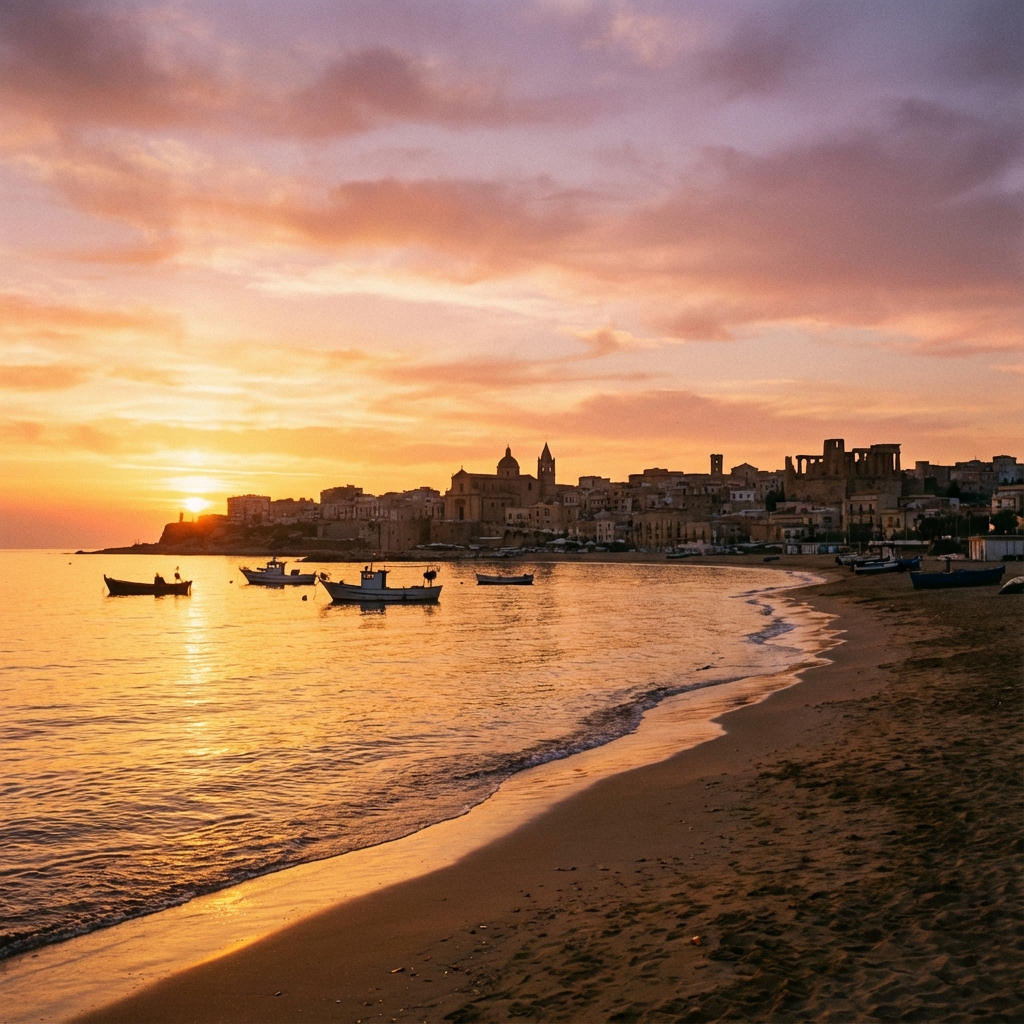 Tramonto sulla costa di Gela